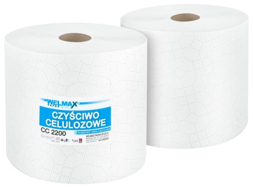 Czyściwo celulozowe Welmax - białe - 200 m - 2 rolki - system W1