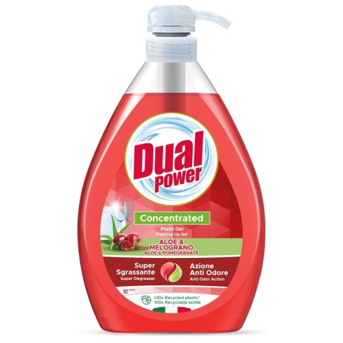 Płyn do mycia naczyń z pompką Dual Power - aloes i granat - 1l
