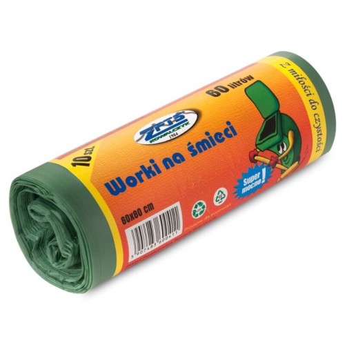 Worki na śmieci ZPTS Kowalczyk 60 l - zielone - 10 szt.