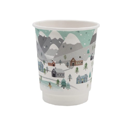Kubek papierowy z podwójną ścianką świąteczny WINTER - 300 ml - 20 szt.