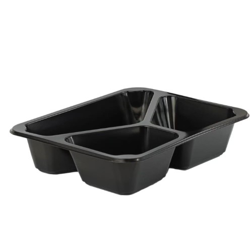 Pojemniki obiadowe do zgrzewu - 227x178x50 mm - trójdzielne - 80 szt.