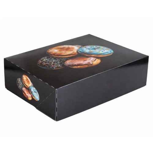 Kartonik na pączki - czarny - 31 x 22 x 8 cm - 15 szt.