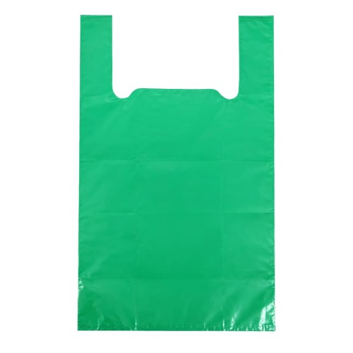 Reklamówki jednorazowe typu koszulka - 28 x 50 cm - zielone - 28μm - 90 szt.