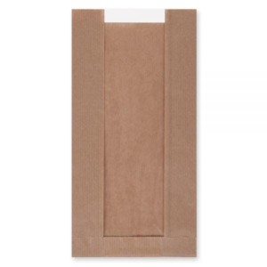 Torebki na pieczywo z okienkiem - fałdowe papierowe - brązowe - 28 x 16 x 8 cm - 1000 szt.