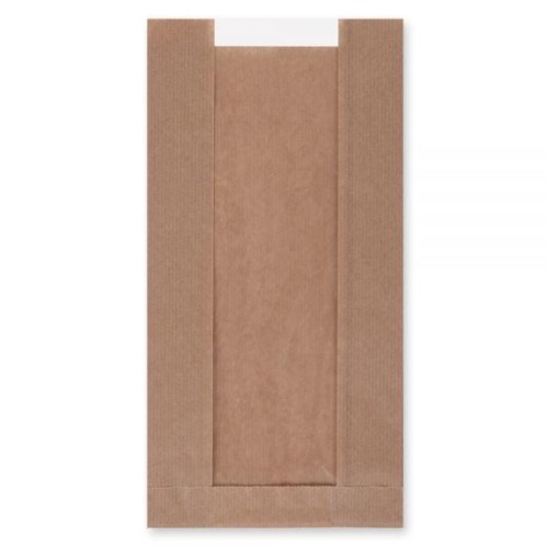 Torebki na pieczywo z okienkiem - fałdowe papierowe - brązowe - 28 x 16 x 8 cm - 1000 szt.
