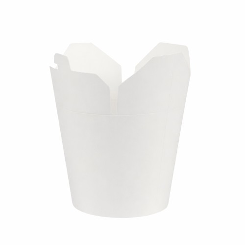 Pojemnik papierowy zamykany bez plastiku - noodle box / kebab box - biały - 1000 ml - 50 szt.
