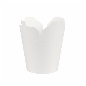Pojemnik papierowy zamykany bez plastiku - noodle box / kebab box - biały - 750 ml - 50 szt.
