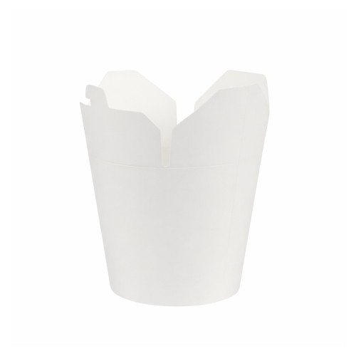 Pojemnik papierowy zamykany bez plastiku - noodle box / kebab box - biały - 750 ml - 50 szt.