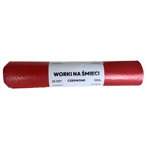 Worki na śmieci WRS 120 l - czerwone - 25 szt.