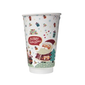 Kubek papierowy z podwójną ścianką świąteczny 400 ml - 25 szt.