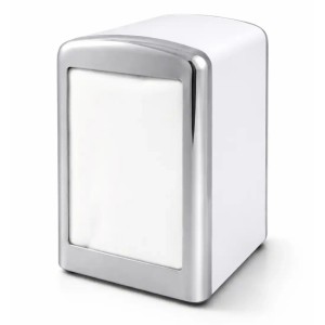 Dozownik do serwetek metalowy Clarina 17x17 cm - biały