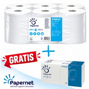 Ręczniki papierowe Papernet 416623 - 6 rolek + GRATIS serwetka Papernet biała 33x33 cm 415237