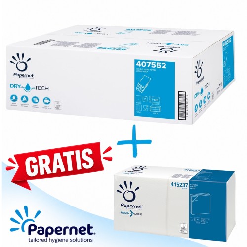 Ręczniki papierowe Papernet 407552 ZZ - 4 panele + GRATIS serwetka Papernet biała 33x33 cm 415237