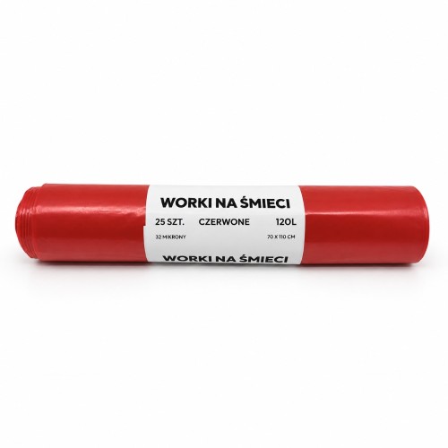 Worki na śmieci WRS 120 l - czerwone - 25 szt.
