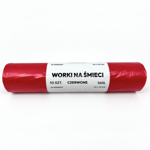 Worki na śmieci WRS 160 l - czerwone - 10 szt.