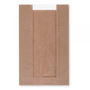 Torebki na pieczywo z okienkiem - fałdowe papierowe - brązowe - 24 x 11 x 6 cm  - 100 szt.