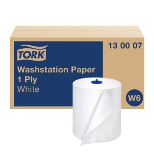 Czyściwo papierowe Tork 130007 - białe - 250 m - 6 rolek - system W6