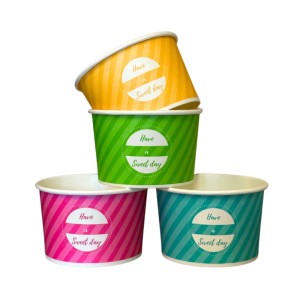 Kubeczki papierowe na lody 0% plastiku - mix kolorów - 245 ml - 50 szt.